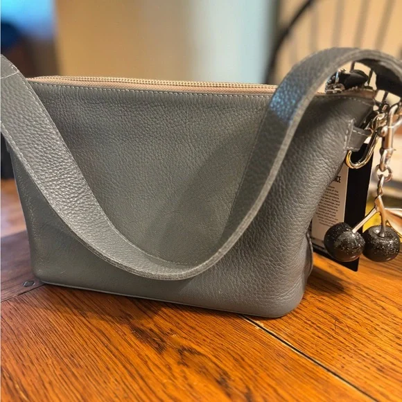 Consuela Keanu Your Way Bag Gray Pebbled Leather with Cherry Charm - Picture 2 of 7